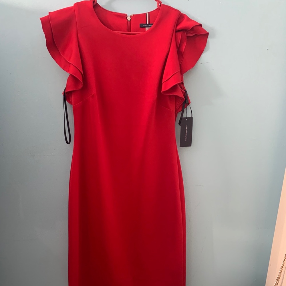 Tommy Hilfinger size 4 red dress. Worn once NWT